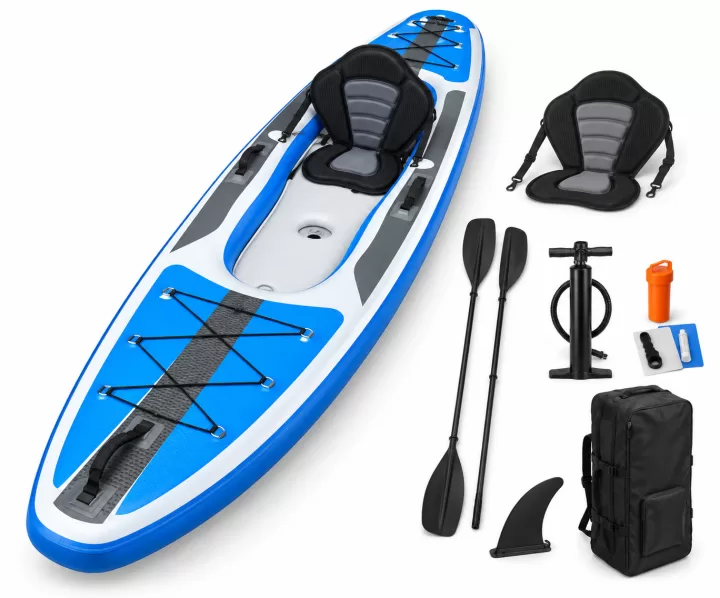 Фотография: Одноместный туристический SUP-каяк AirDeck 320 см. общий вид. Комплектация показана для данной модели и подтверждается при заказе.