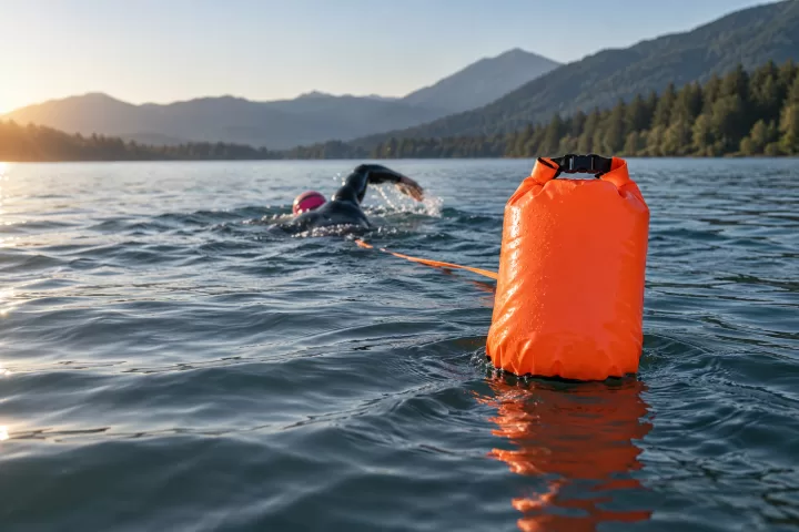Фотография: Буй-гермомешок 20 л для плавания. вид на воде. Исполнение и комплектация уточняются при заказе.