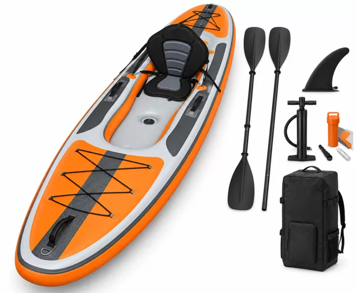 Фотография: Одноместный спортивный SUP-каяк AirDeck 340 см. общий вид. Комплектация показана для данной модели и подтверждается при заказе.